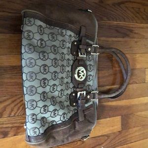 Michael Kors brown leather and canvas handbag